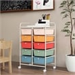Costway 10-Drawer Plastic Storage Cart Utility Rolling Trolley Macaron