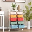 Costway 10-Drawer Plastic Storage Cart Utility Rolling Trolley Macaron