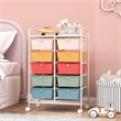Costway 10-Drawer Plastic Storage Cart Utility Rolling Trolley Macaron