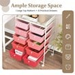 Costway 10-Drawer Storage Cart Utility Rolling Trolley Pink