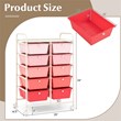 Costway 10-Drawer Storage Cart Utility Rolling Trolley Pink
