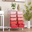 Costway 10-Drawer Storage Cart Utility Rolling Trolley Pink