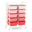 Costway 10-Drawer Storage Cart Utility Rolling Trolley Pink