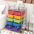 Costway 10-Drawer Plastic Storage Cart Utility Rolling Trolley Rainbow