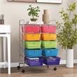Costway 10-Drawer Plastic Storage Cart Utility Rolling Trolley Rainbow