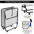 Costway Rollaway Folding Metal Bed Guest Bed Made in Italy White