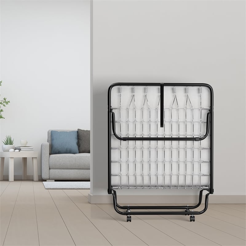 Costway Rollaway Folding Metal Bed Guest Bed Made in Italy White