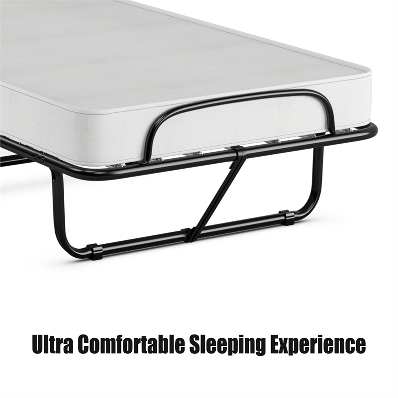 Costway Rollaway Folding Metal Bed Guest Bed Made in Italy White