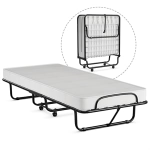 Costway Rollaway Folding Metal Bed Guest Bed Made in Italy White