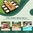Costway 9PCS Patio Rattan Dining Set Wood Table Chair Set Mix Gray