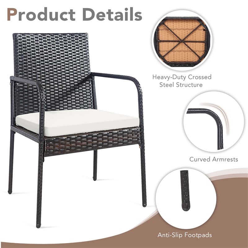 Costway 4PCS Patio Wicker Rattan Dining Chairs for Garden Brown