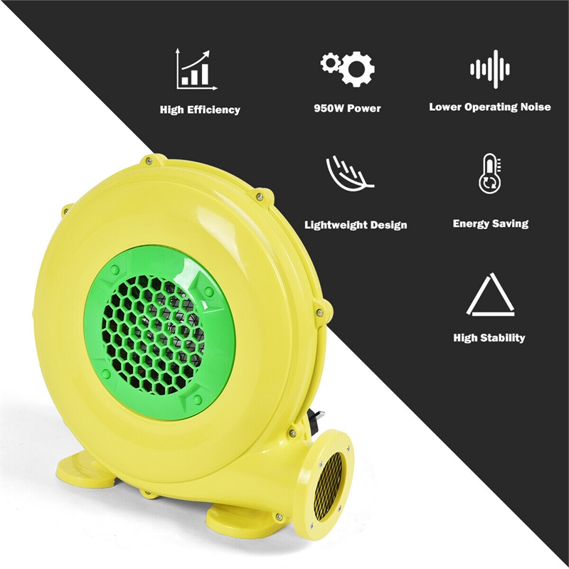 Plastic Air Blower Pump Fan 480 Watt 0.6HP For Inflatable Bouncy Castle Yellow