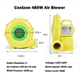 Plastic Air Blower Pump Fan 480 Watt 0.6HP For Inflatable Bouncy Castle Yellow