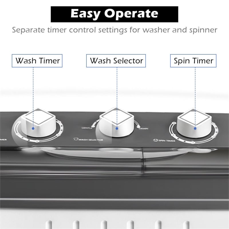 Portable Twin Tub 20Lbs Total Washing Machine Washer Spain spinner White Plastic
