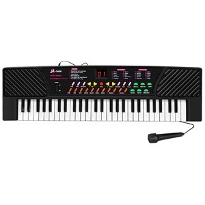 music electronic keyboard kid electric piano w/mic & adapter black plastic