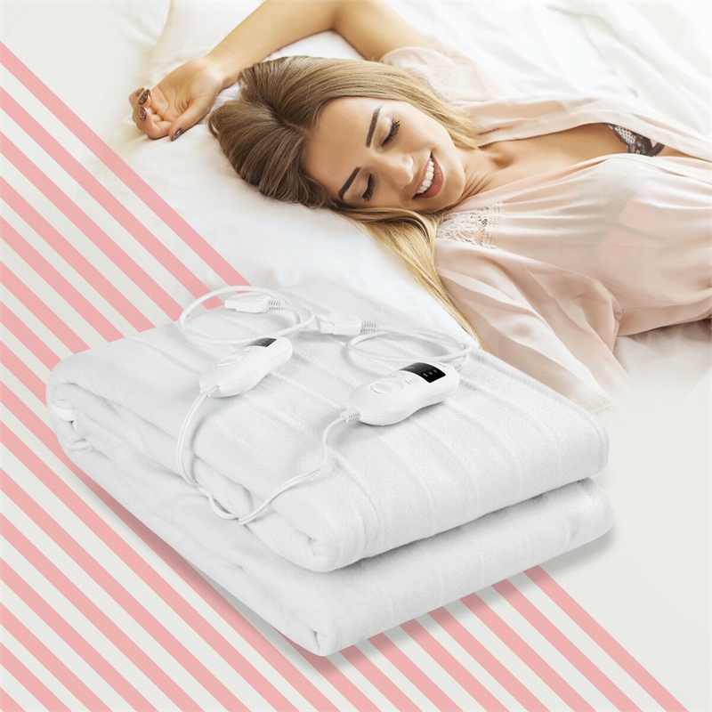 Electric Heated Mattress Pad Safe Queen 8 Temperature 10h Time White Polyesterr