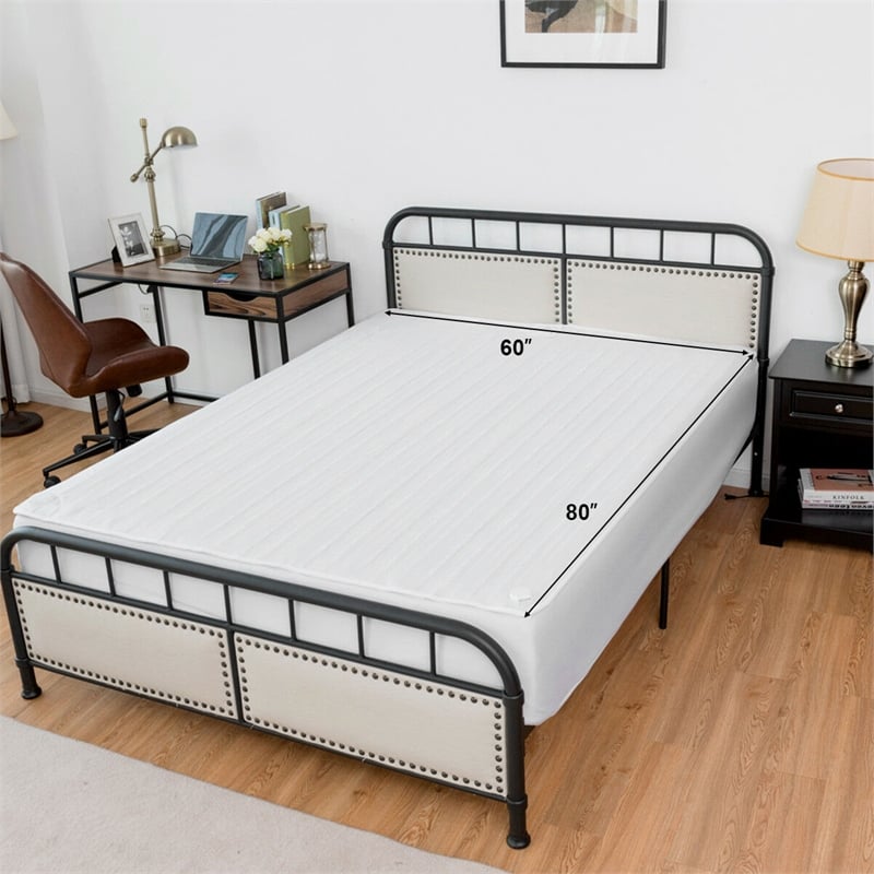 Electric Heated Mattress Pad Safe Queen 8 Temperature 10h Time White Polyesterr