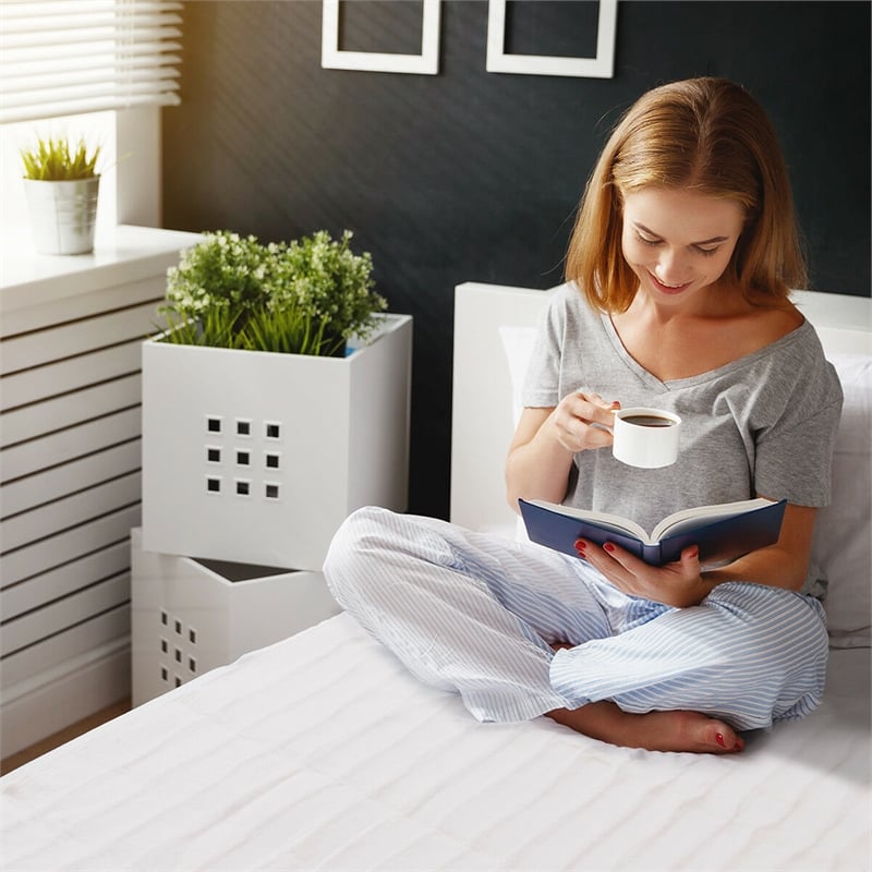 Electric Heated Mattress Pad Safe Queen 8 Temperature 10h Time White Polyesterr