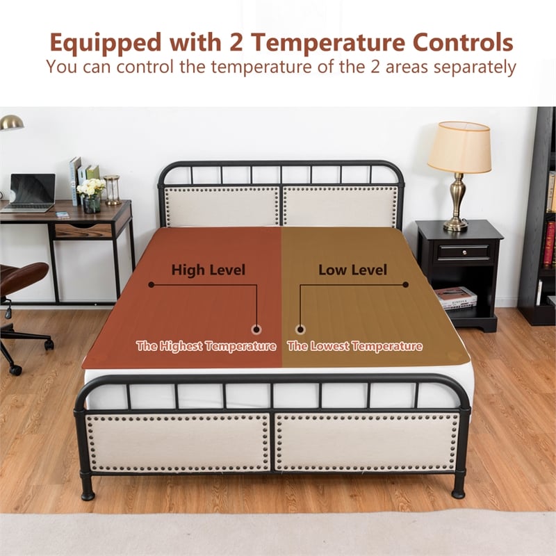 Electric Heated Mattress Pad Safe Queen 8 Temperature 10h Time White Polyesterr
