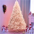 7ft Artificial Christmas Tree Hinged Full Fir Tree Metal Stand Pink