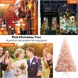 6ft Christmas Tree Hinged Full Fir Tree Metal Metal Season Pink
