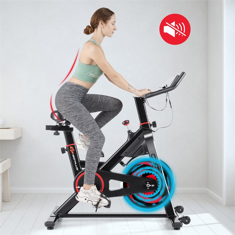 Stationary Exercise Magnetic Cycling Bike 30Lbs Flywheel Home Gym Black Metal