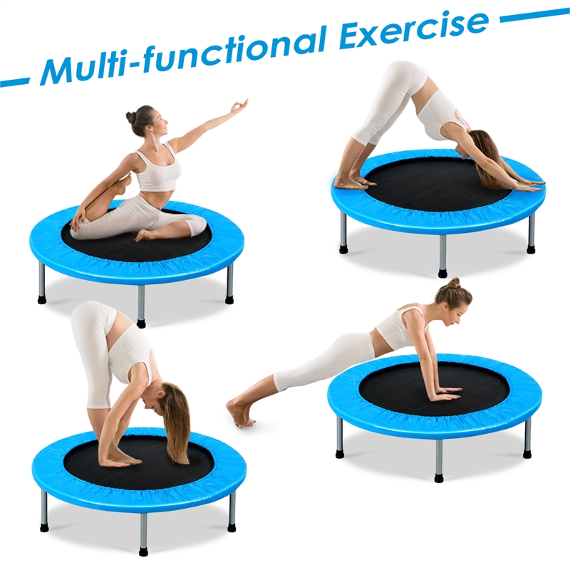 38'' Rebounder Trampoline Adults and Kids Exercise w/ Padding Blue Steel
