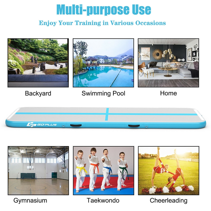 10FT Air Track Inflatable Gymnastics Tumbling Mat w/ Pump Navy  Plastic