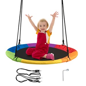 40'' Flying Saucer Tree Swing Indoor Outdoor Play Set Colorful Fabric