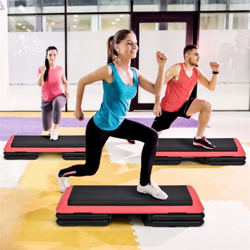 Fitness Aerobic Step 43'' Adjust 4'' - 6'' - 8'' Exercise Stepper Red Plastic