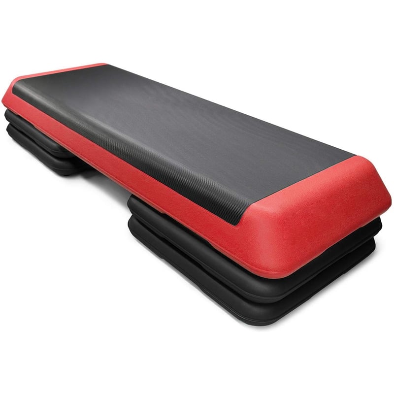 Fitness Aerobic Step 43'' Adjust 4'' - 6'' - 8'' Exercise Stepper Red Plastic
