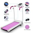 800W Folding Treadmill Electric Power Running Fitness Machine Pink Metal