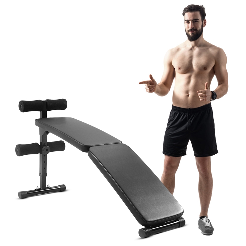 Adjustable Folding Arc-shaped Sit Up Bench Home Exercise Fitness Black Metal