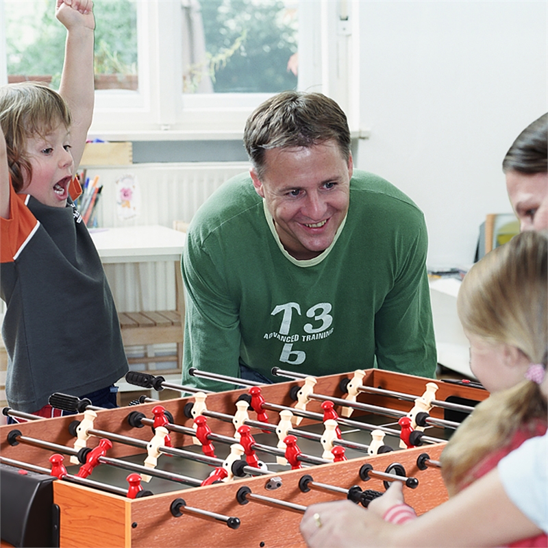 48'' 3-In-1 Multi Combo Game Table Soccer Billiards Hockey For Kids Orange Wood