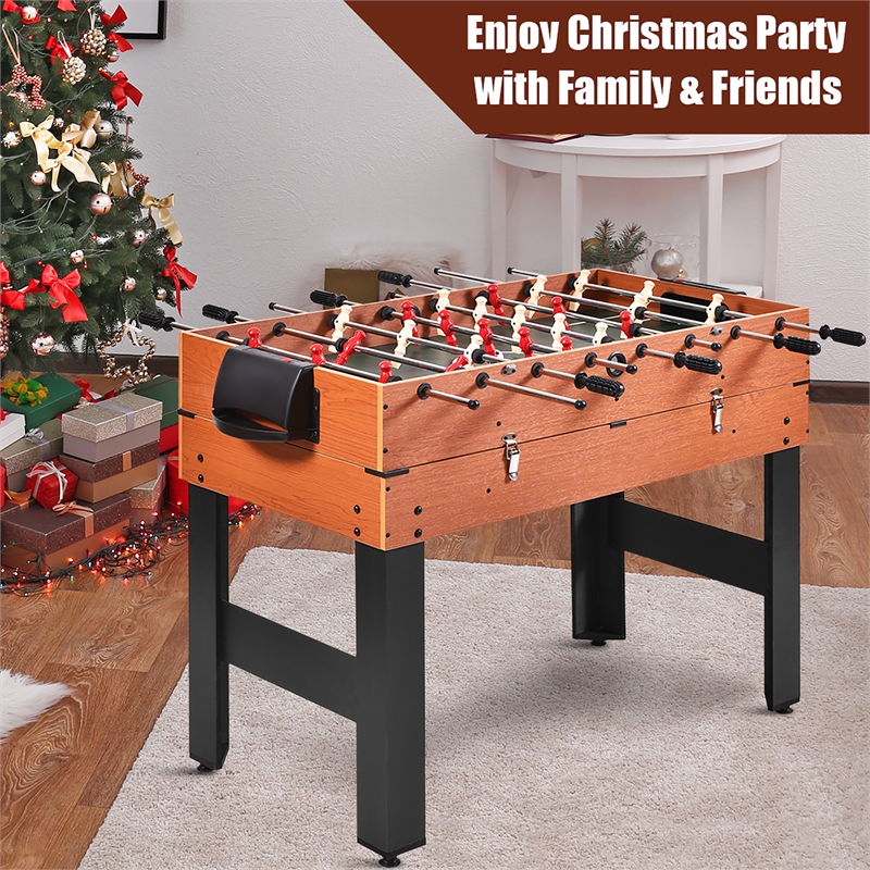48'' 3-In-1 Multi Combo Game Table Soccer Billiards Hockey For Kids Orange Wood