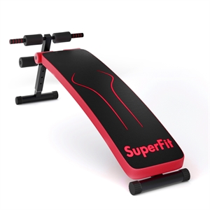 SuperFit Folding Weight Bench Adjustable Sit-up Board Slant Bench Red Leather
