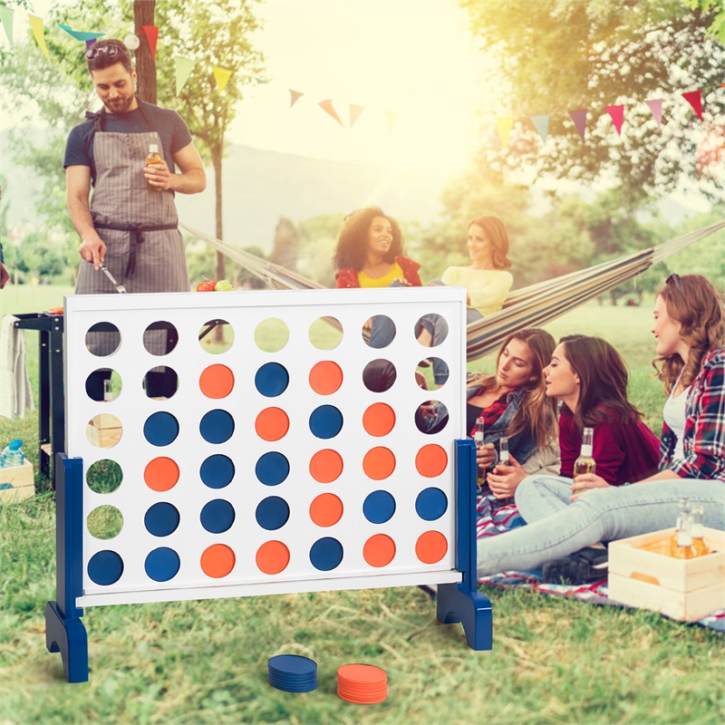 Giant 4 In A Row Game Wood Board Connect Toy Adults Kids w/Carrying Bag White