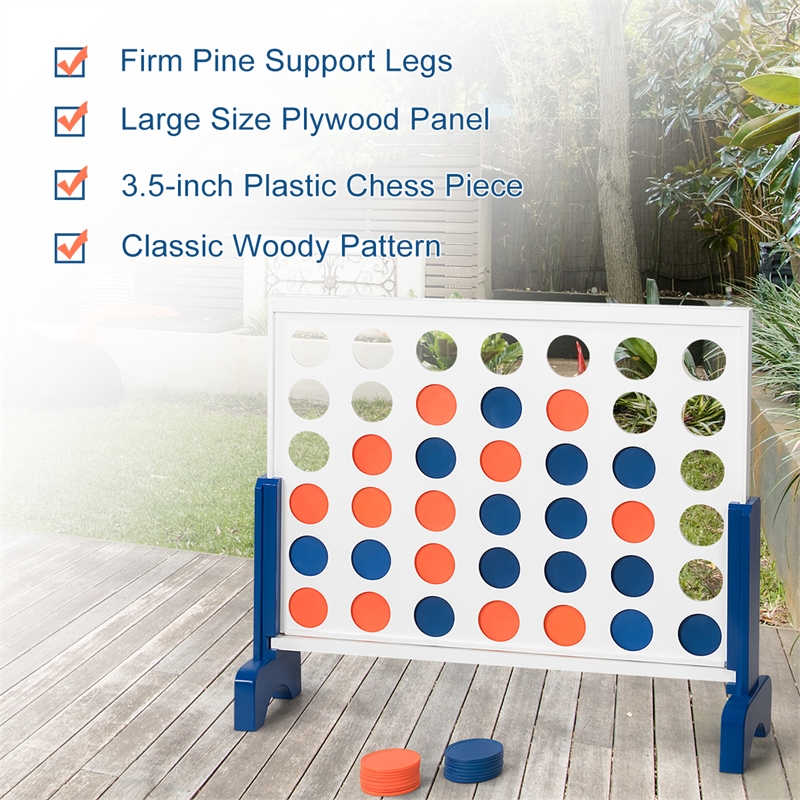 Giant 4 In A Row Game Wood Board Connect Toy Adults Kids w/Carrying Bag White