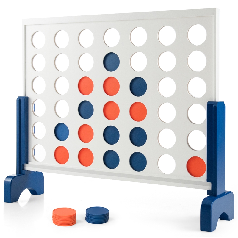 Giant 4 In A Row Game Wood Board Connect Toy Adults Kids w/Carrying Bag White