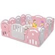 Costway 14-Panel Baby Playpen Activity Center Playard Pink Gray Plastic