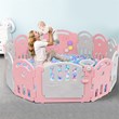 Costway 14-Panel Baby Playpen Activity Center Playard Pink Gray Plastic
