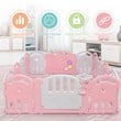 Costway 14-Panel Baby Playpen Activity Center Playard Pink Gray Plastic