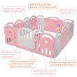 Costway 14-Panel Baby Playpen Activity Center Playard Pink Gray Plastic