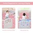 Costway 14-Panel Baby Playpen Activity Center Playard Pink Gray Plastic