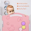 Costway 14-Panel Baby Playpen Activity Center Playard Pink Gray Plastic
