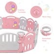 Costway 14-Panel Baby Playpen Activity Center Playard Pink Gray Plastic