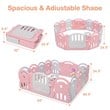 Costway 14-Panel Baby Playpen Activity Center Playard Pink Gray Plastic