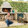 40-Inch Tubular Steel Log Hoop Firewood Storage Rack Holder Round Black Metal