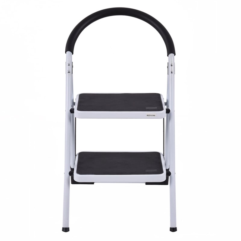 2 Step Ladder Folding Stool Heavy Duty 330Lbs Capacity Lightweight White