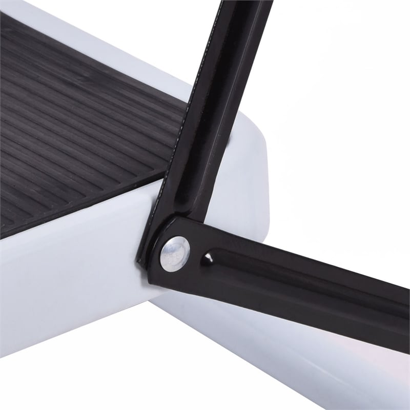 2 Step Ladder Folding Stool Heavy Duty 330Lbs Capacity Lightweight White